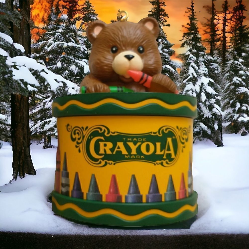Crayola Ornament Christmas Teddy Bear Crayons Binney Smith Teacher Gift Vtg 1992